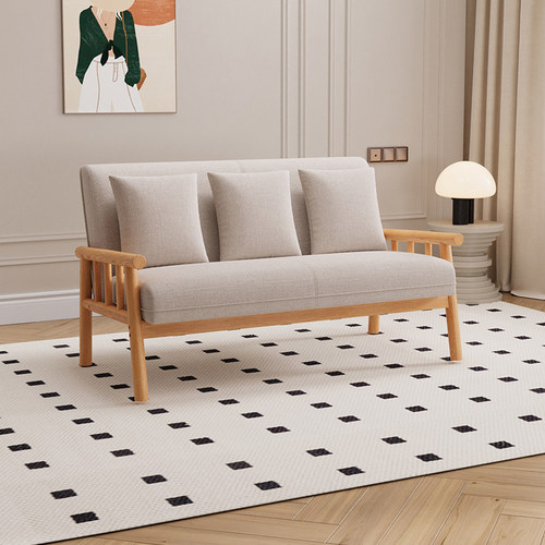 日式简约现代北欧实木沙发小户型双人三人客厅原木风家用布艺沙发