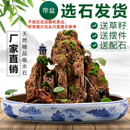 吸水石假山石盆景摆件造景石