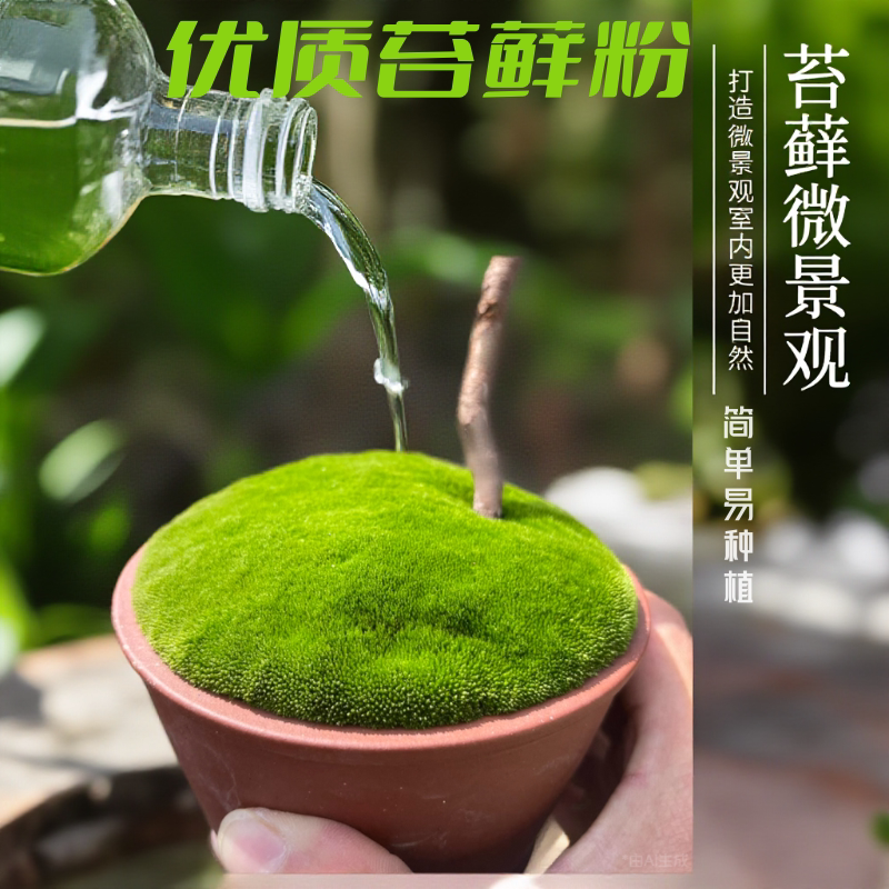苔藓孢子粉种子粉耐晒青苔吸水石假山上水植物附石草花盆铺面草籽