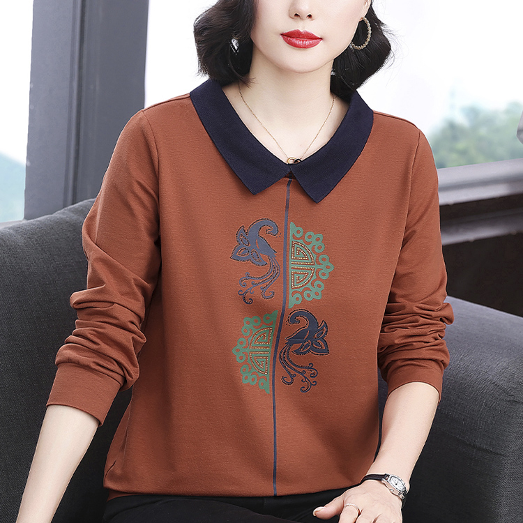 中年妈妈秋冬加厚有领打底衫