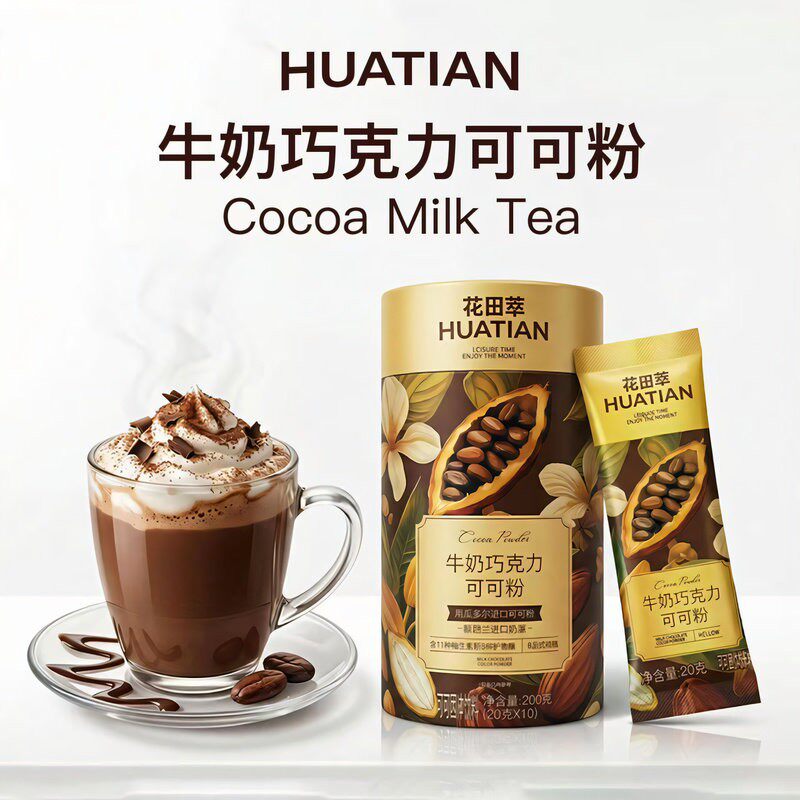 花田萃牛奶巧克力海盐焦糖可可粉未碱化生可可粉热巧可可冲饮