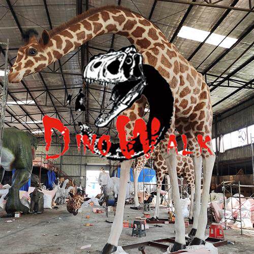 仿真长颈鹿博物馆展览动物人造行走动物模型