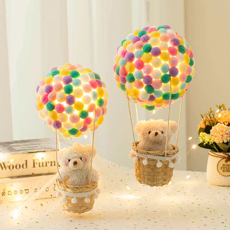卡通可爱创意摆件家居卧室少心房间装饰品手工diy热气球小夜灯