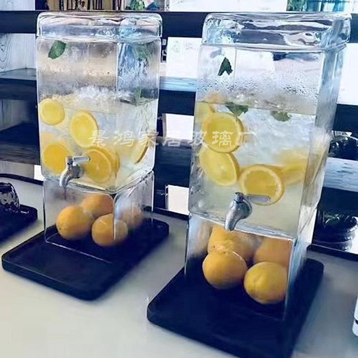 8升高档无铅加厚玻璃果汁罐商用 餐厅冷水壶饮料罐带龙头可乐桶