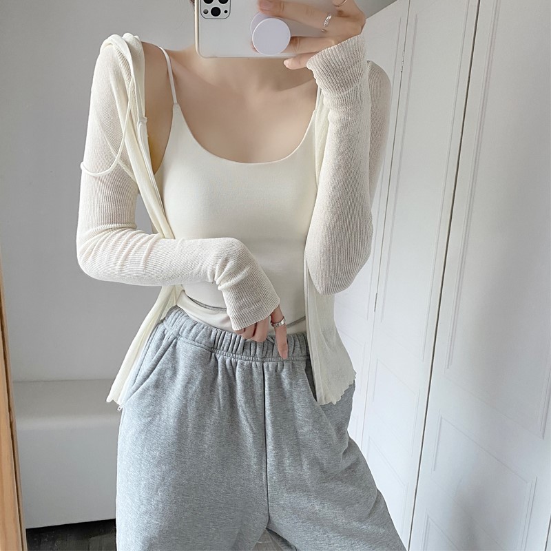 白色美背文胸一体吊带背心女秋冬内搭遮肚子带胸垫打底衫上衣纯棉