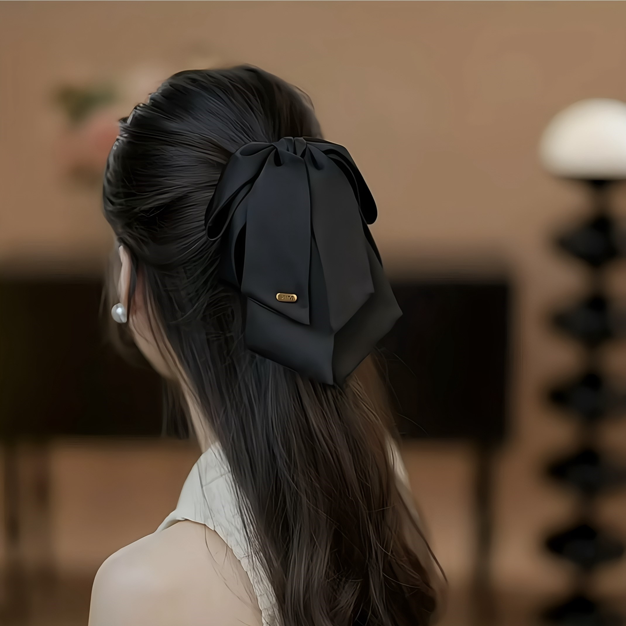 韩版高级感发饰黑色蝴蝶结发夹女2025新款高端夹子头饰发卡小抓夹