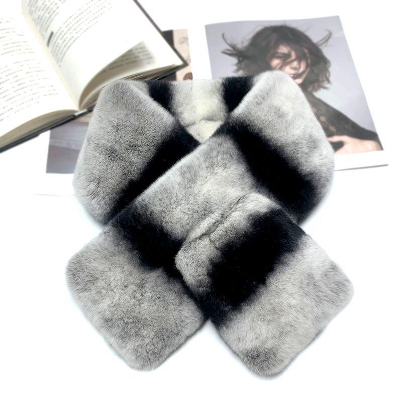 龙猫纹围脖加厚保暖韩版皮草围巾