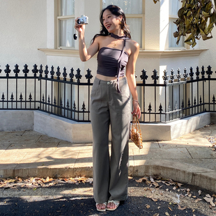 休闲裤 ooh 天丝直筒裤 」 女高腰显瘦显腿长 itch痒痒「荷包发财裤