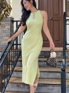 ooh itch痒痒 新中式国风改良旗袍高级感气质修身包臀挂脖连衣裙