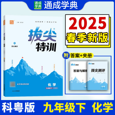 正版包邮 25春初中拔尖特训 化学9年级下·科粤版 通城成学典 朱海峰 9787230036283 延边大学出版社