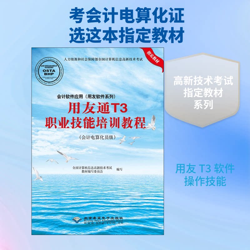 会计软件应用(用友软件系列)用友通T3职业技能培训教程：会计电算化员级 会计软件教程 用友软件 电算化实操 9787830024499