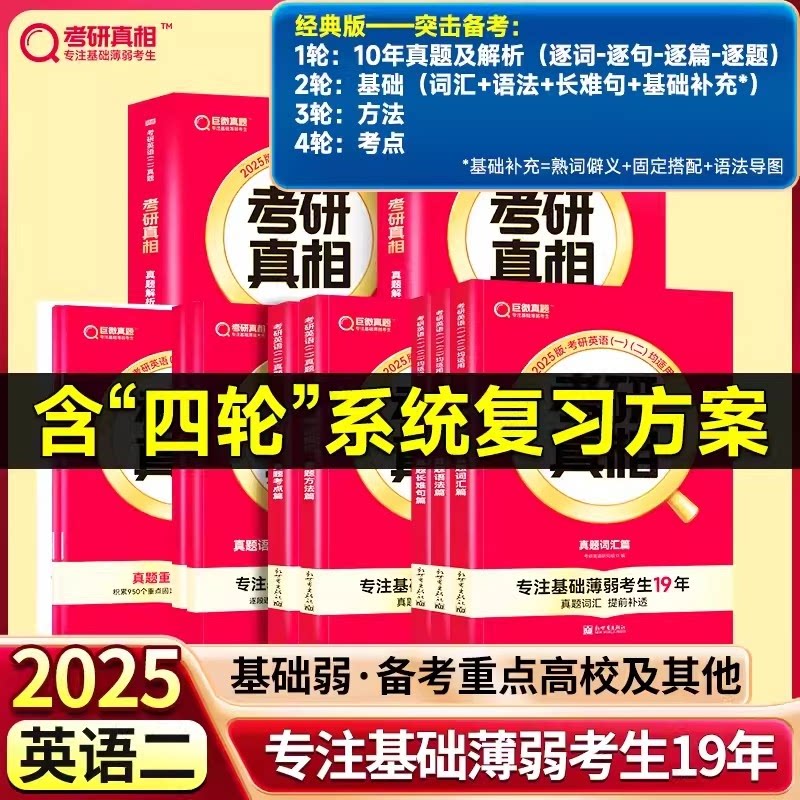 正版包邮 突击备考25英二10年真题解析+基础篇(词汇+语法+长难句)+方法篇+考点篇 考研英语命题研究组 9787520726757 东方