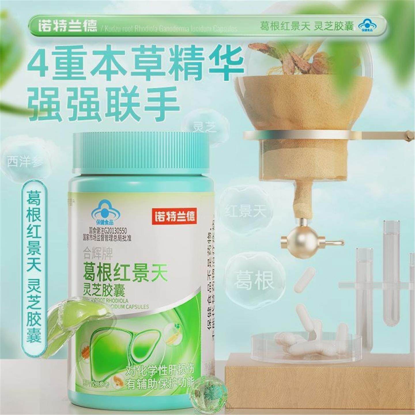 葛根红景天灵芝胶囊草本成分护肝软胶囊男士熬夜加班喝酒