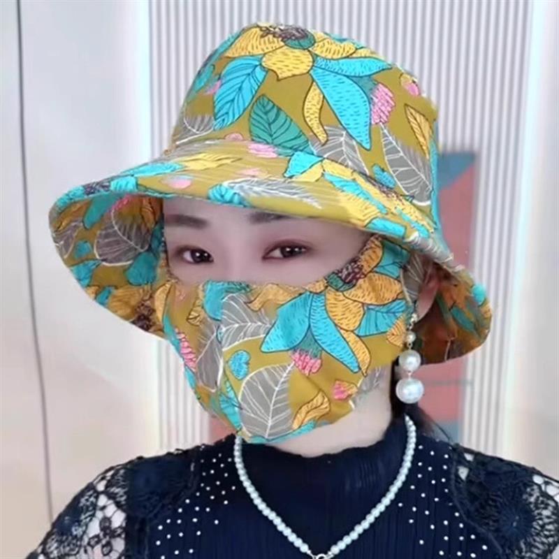 【下单立减50】防晒口罩一体帽子遮阳帽女款防紫外线防风帽新款F