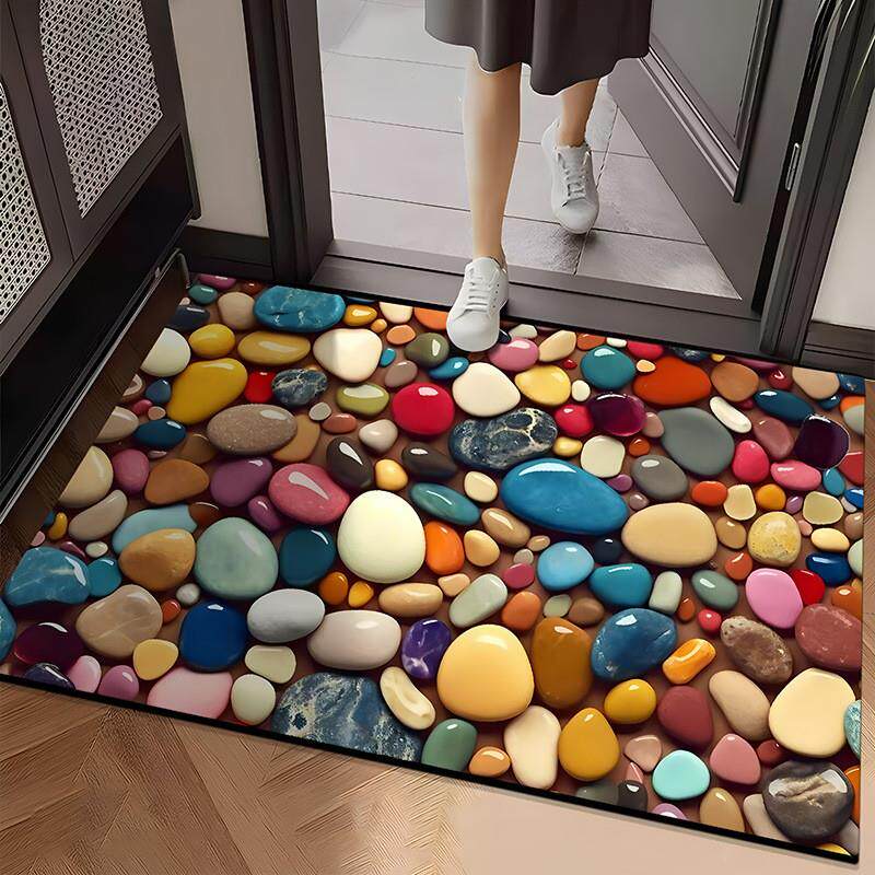 【下单立减50】3D裸眼质感鹅卵石硅藻泥地垫浴室卫生间吸水_JK