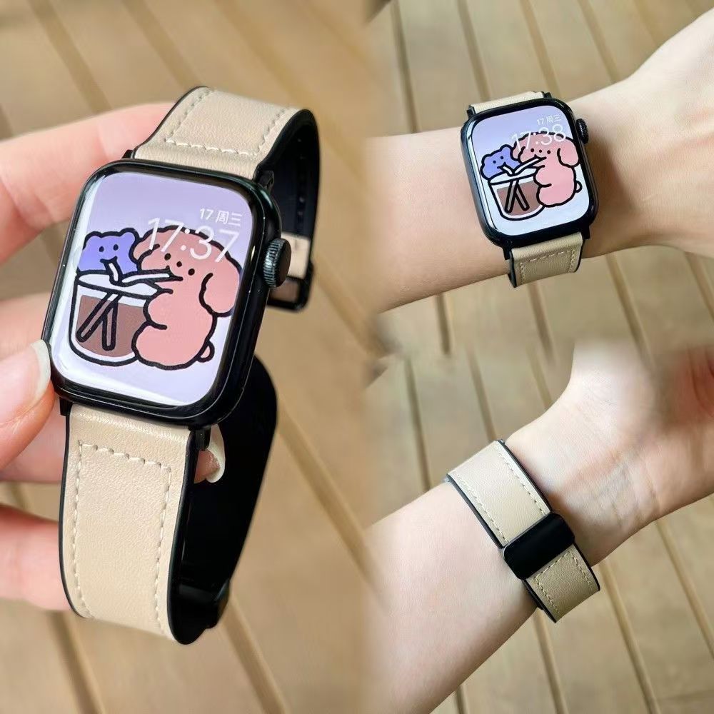 iwatch枫马纹表带新款皮质高级感