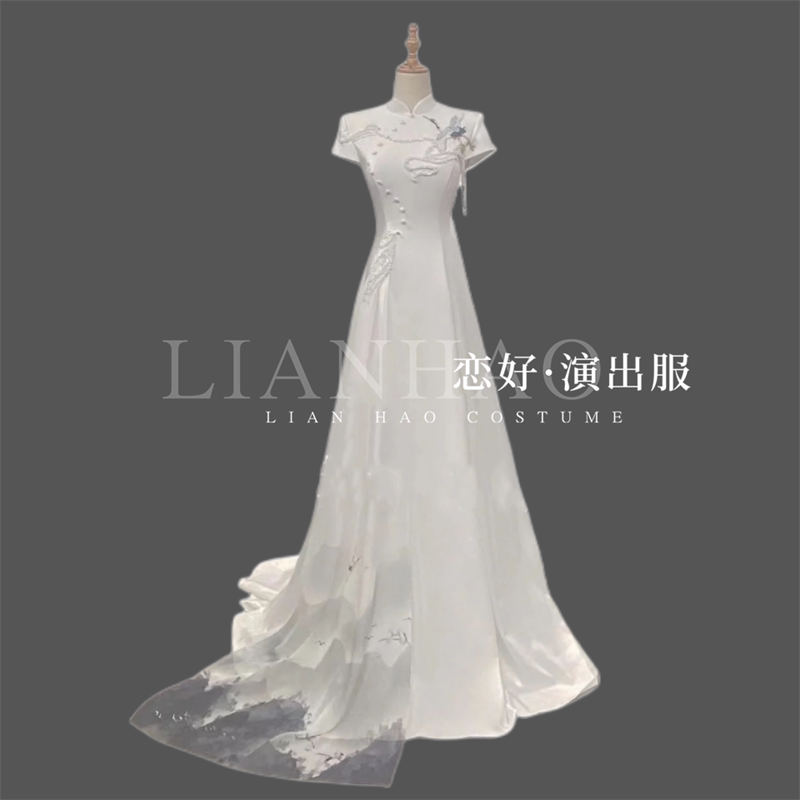恋好演出服新款立领短袖修身显瘦主持人舞台表演礼服艺考声乐礼服