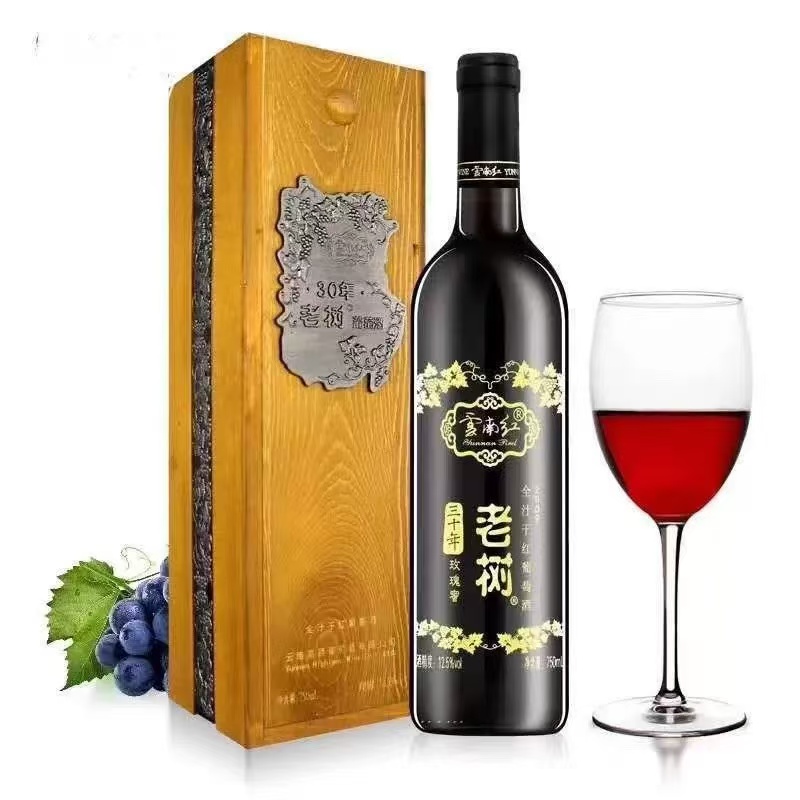 云南红老树30年全汁干红葡萄酒750ml玫瑰蜜云南特产红酒弥勒酒庄