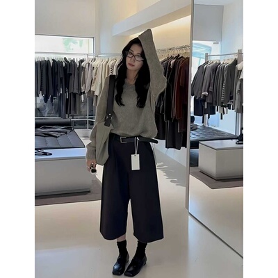 2025秋季新款灰色宽松长袖套头女
