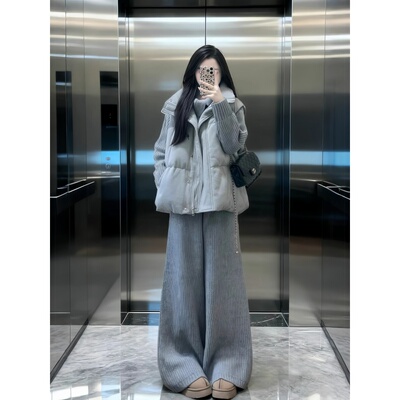 灰色无袖棉衣棉马甲女款冬季