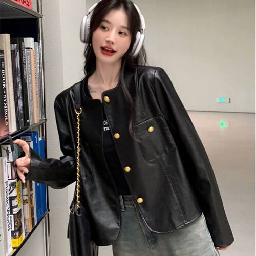 小香风皮衣外套女春秋202