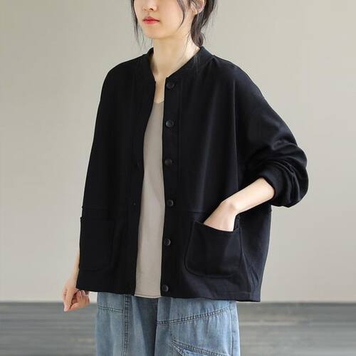 200斤大码女装纯色春季外套女春秋款女装新款韩版棒球服宽松开衫