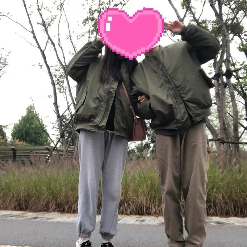 ma1飞行员夹克外套男女春秋薄款棉服韩系情侣棒球服绿色ins潮棉衣图片
