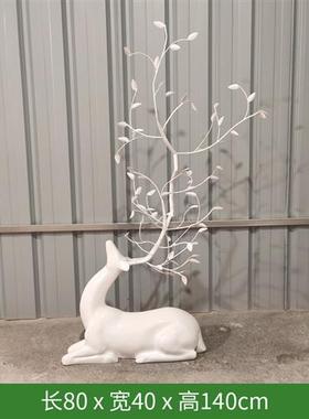 不锈钢镂空梅花鹿摆件酒店售楼处房地产草坪装饰品抽象艺术鹿雕塑