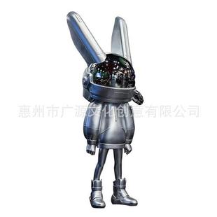 饰 创意卡通太空兔子雕塑网红电镀发光兔摆件玻璃钢客厅落地装