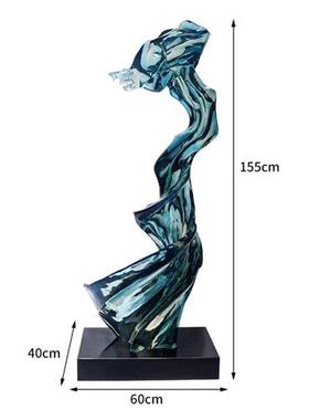 现代轻奢透明树脂雕塑客厅电视机柜两侧落地摆件楼梯口玄关装饰品