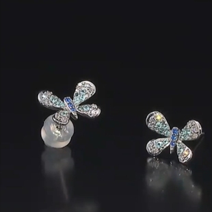 18K白金蜜蜂耳钉PT950进口2026新款 耳环百搭蜻蜓