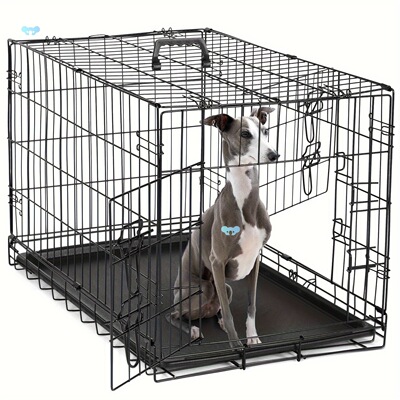 Medium Dog Crate with Double Doors Foldable Pet Cage with
