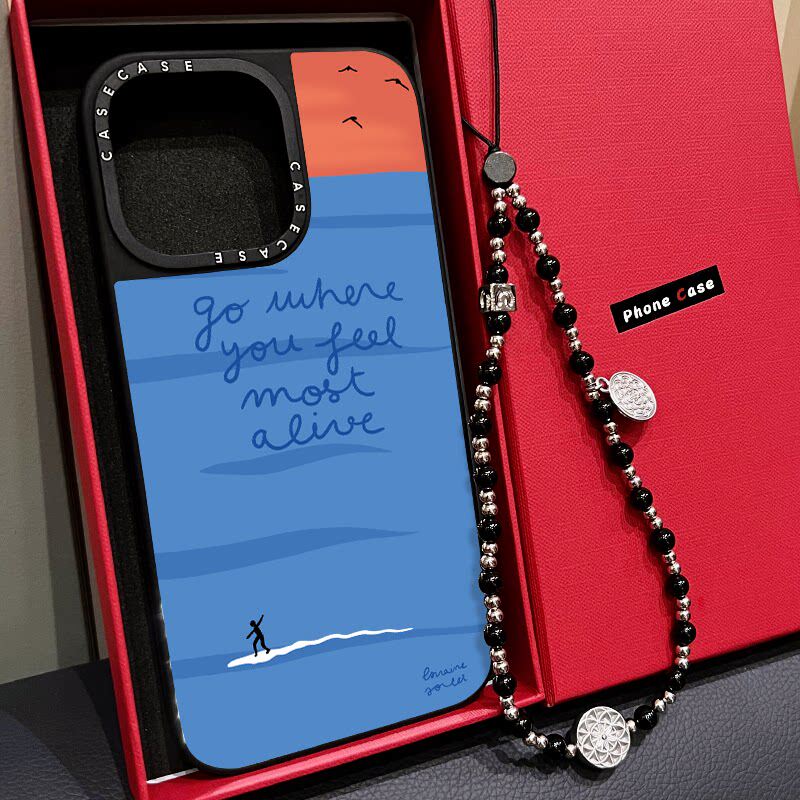 MagSafe磁吸夕阳冲浪人海平线字母适用iphone18手机壳17promax苹果16pro镜面保护套15plus小众13时尚13潮