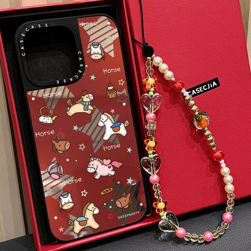 MagSafe磁吸红色镂空星星小马适用iphone17手机保护壳16promax苹果15pro镜面14plus日韩ins卡通13新年12马年