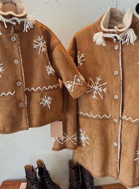 【Happy first】原创冬季小众复古秘境雪花亲子保暖外套