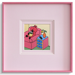 东筱ART现代粉色多巴胺装饰画可爱治愈风卧室卡通装饰画定制相框