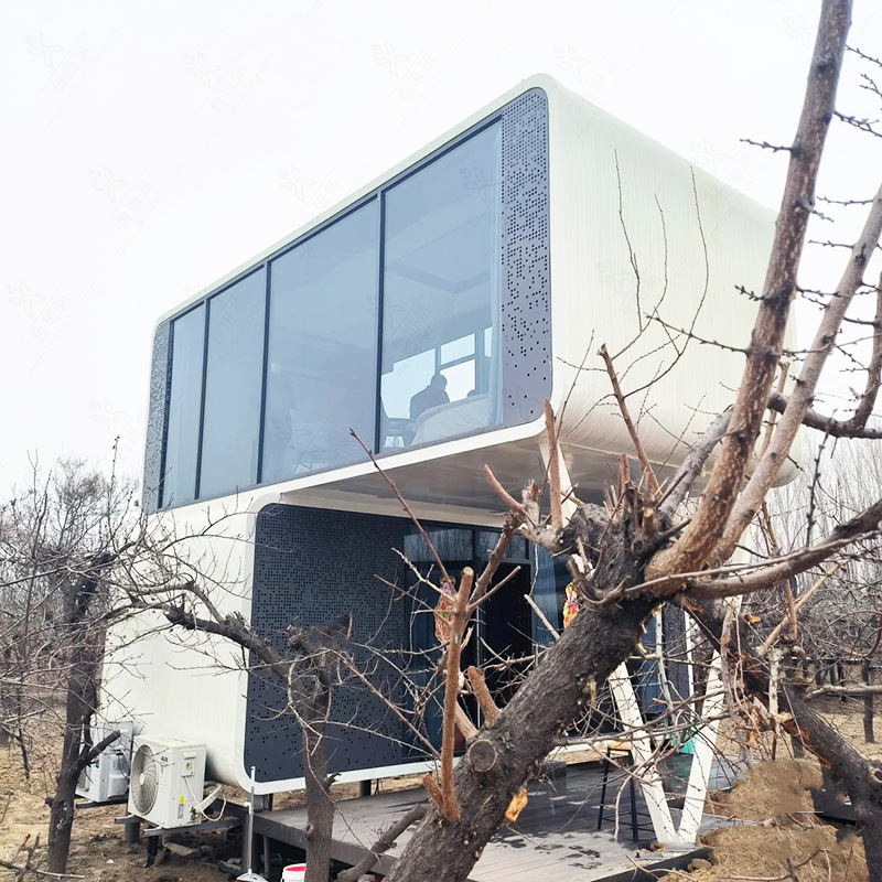 双层豪华观景别墅 可移动的房子 钢架构多层隔音方形苹果舱民宿