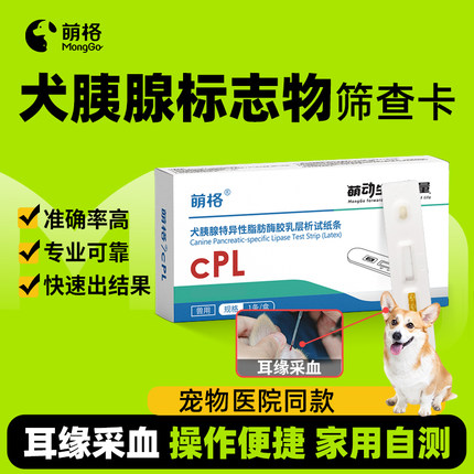 萌格犬胰腺炎试纸狗肥胖没食欲弓背收腹高脂饮食检测cPL采耳