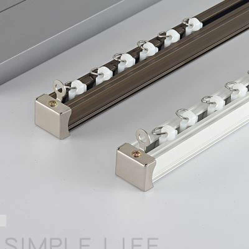 高承重铝合金窗帘轨道加厚导轨特厚滑道顺滑静音单轨双轨顶装侧装