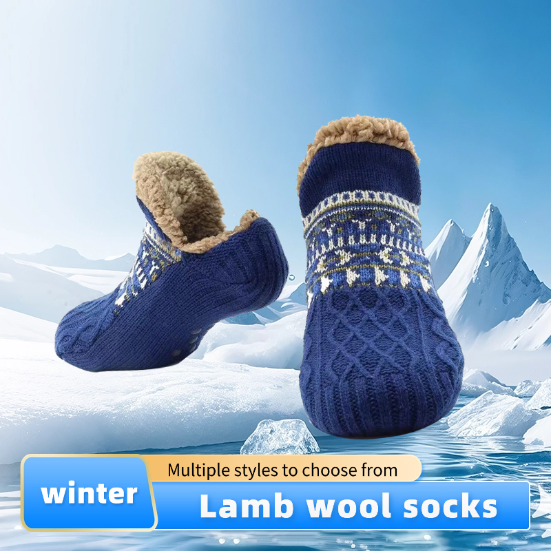 Winter Indoor Home Slippers Socks Men's Floor Socks Knitted