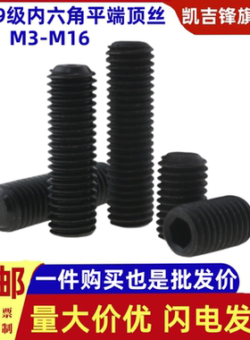 12.9级内六角平端紧定螺钉DIN913机米螺丝螺柱顶丝黑M3M4M5M6-M16