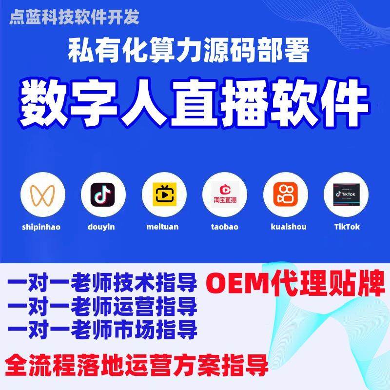 数字人软件源码本地部署买断全平台虚拟克隆直播系统真人形象声音