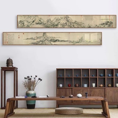 中式清明上河图千里江山图富山春居图条屏山水装饰画茶室客厅挂画