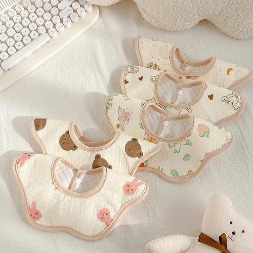 婴儿纱布围嘴纯棉a类口水巾防水