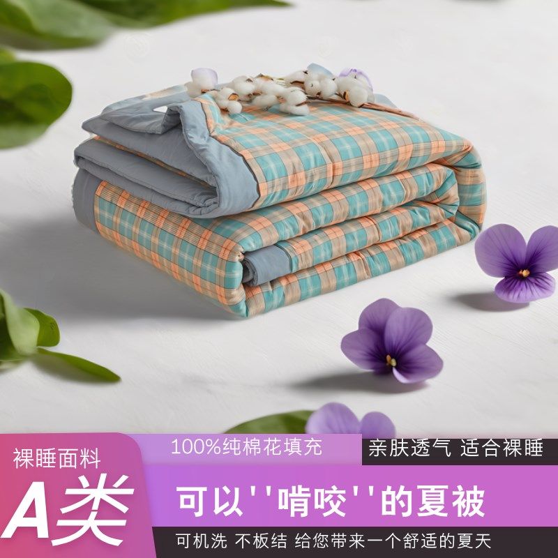 里外全棉夏被空调被子薄款夏凉被纯棉花可机洗单人双人学生宿舍,床上用品,棉花被,淘宝优惠券,粉丝福利购,淘宝优惠卷