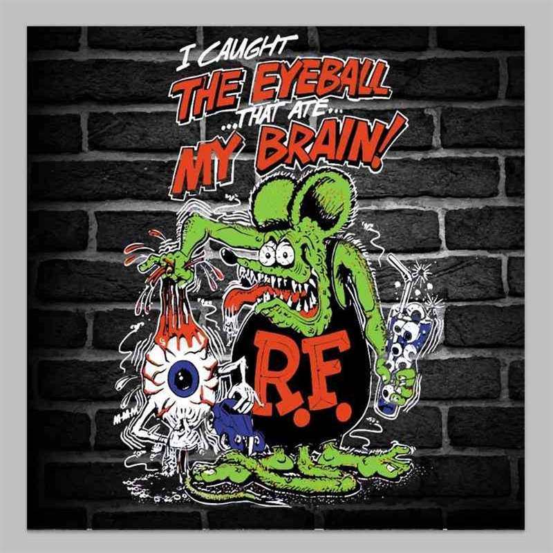 复古卡通黑色芬克老鼠rat fink挂布房间布置装饰背景布个性挂旗男