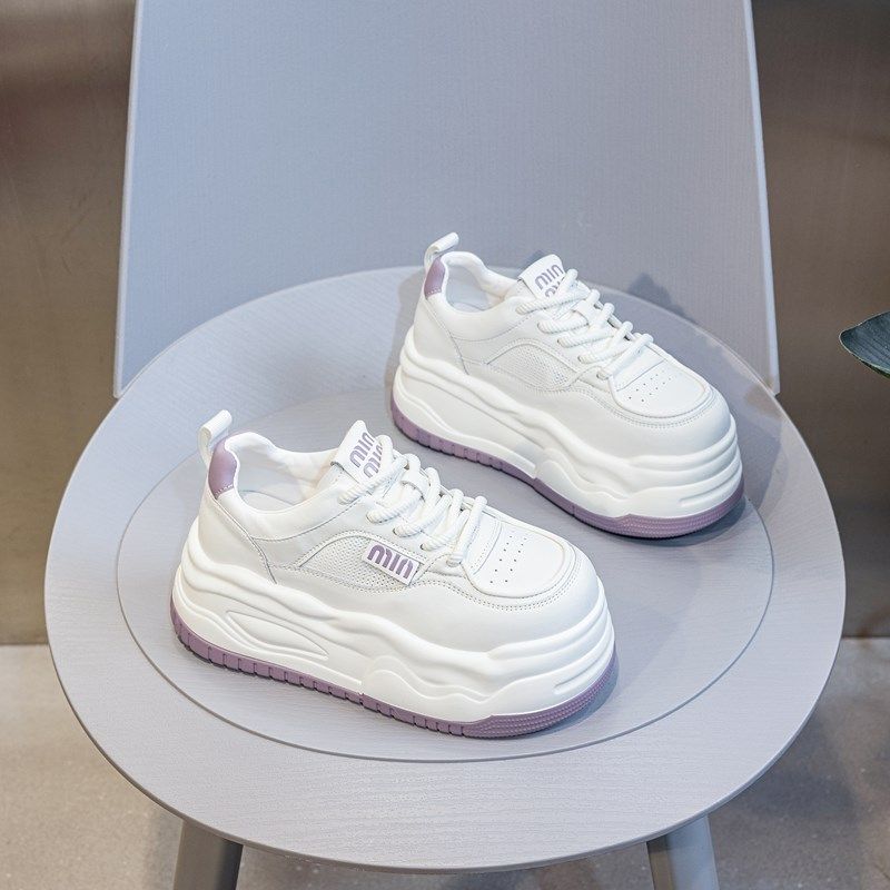 牛皮网面厚底增高小白鞋女2025夏季新款轻便软底松糕休闲运动板鞋,女鞋,时尚休闲鞋,淘宝优惠券,粉丝福利购,淘宝优惠卷
