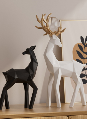 艺术折纸鹿高级感摆件简约现代客厅电视柜酒柜办公室装饰乔迁礼品