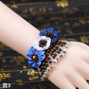 云南民族风d蓝染扎染布艺手链大理丽江热卖手工缝制花朵多款可选