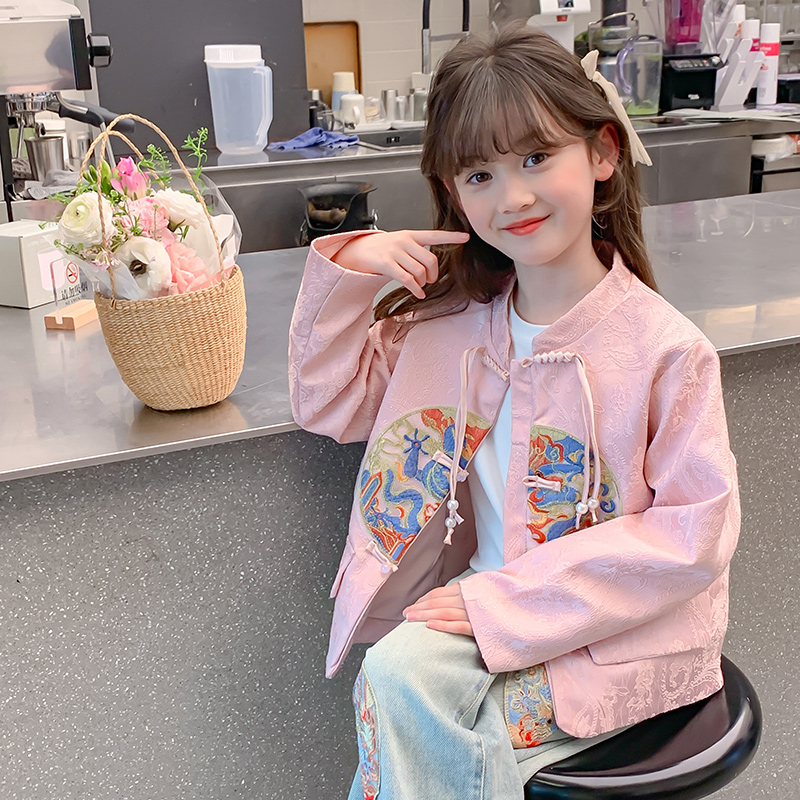 女童外套春秋款2024新款儿x童秋装新中式汉服小女孩中国风唐装上